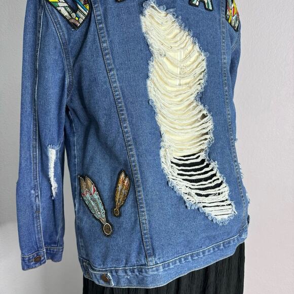 Distressed Denim Jacket Western Boho Grunge ‘Dream’ Patch Large - Picture 4 of 6